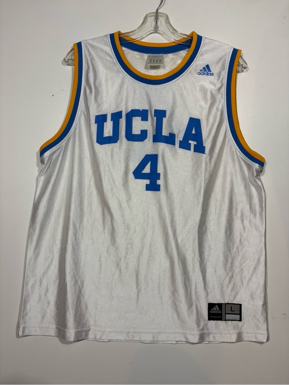 Vintage Adidas UCLA #4 White & Blue Basketball Jersey